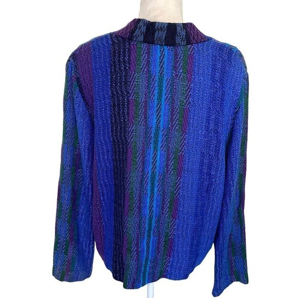 Arna Shaw Weaver Blazer Womens Size Medium Large Art To Wear Handwoven Button - Picture 2 of 10